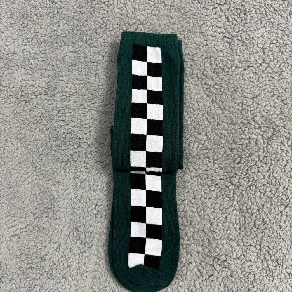 Vans Checkered Crew‎ Socks Mens Womens 6.5-9 Dark Green White Athletic Casual